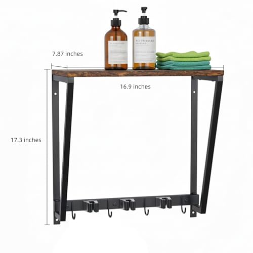 Broom Holder Wall Mount with 3 Storage Slots & 4 Utility Hooks - Image 3