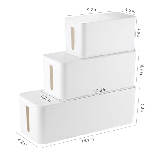 Tuwechen 3 Pack Cable Management Box, Cable Organizer Box to Hide - Image 3