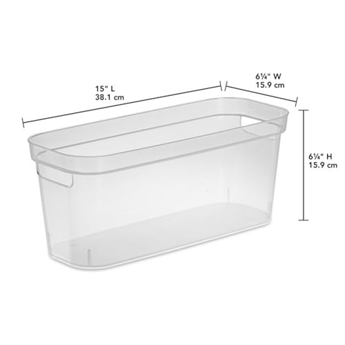 Sterilite Narrow Shelf Bin, Clear Plastic Open Top Storage Basket - Image 4