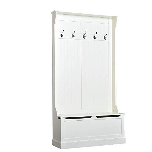 HOMCOM Hall Tree with Shoe Storage, Entryway Coat Rack with Bench - Image 2