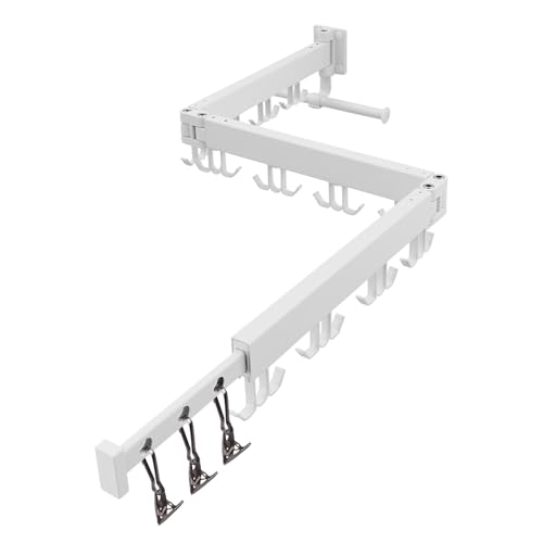 Wall Mounted Clothes Drying Rack Tri-Fold, White - Image 2