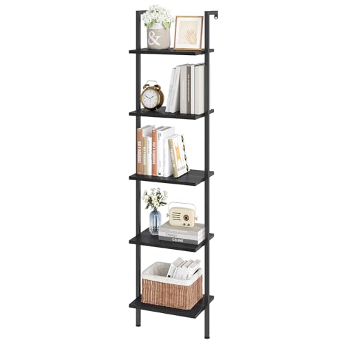 Ladder Shelf, 5-Tier Wood Wall Mounted Ladder Bookshelf - Image 2