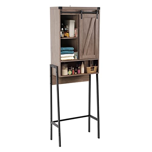 Over Toilet Storage Cabinet with Barn Door & Adjustable Shelves - Image 2