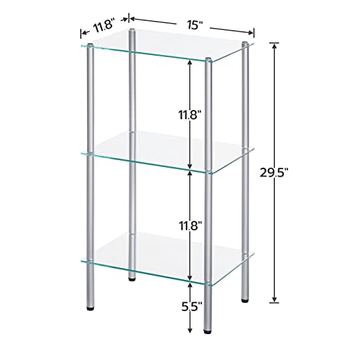 HOOBRO Glass Shelf, 3 Tier Bathroom Standing Shelf Unit - Image 4