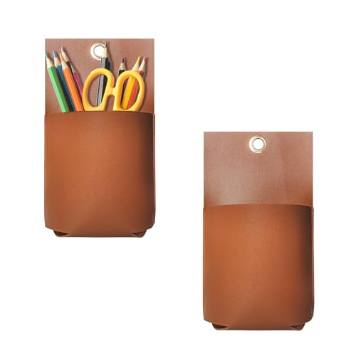2 pcs Leather Wall-Mounted Hanging Bag Organizer, Soft Leather - Image 2