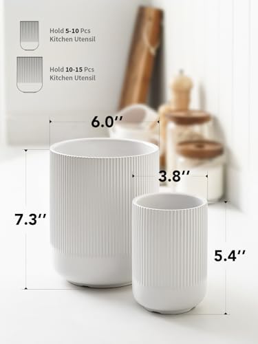 LE TAUCI Ceramic Kitchen Utensil Holder for Counter, 7.3/5.4" - Image 7