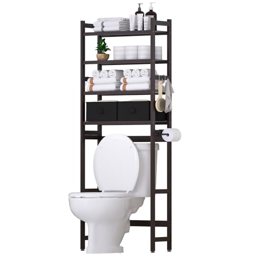 Cozivolife Over The Toilet Bamboo Storage Rack: 4-Tier & 2 - Image 2