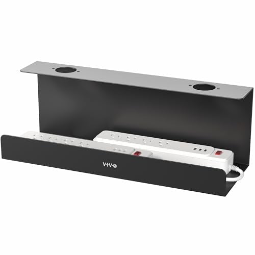 VIVO Black 17 inch Extra Deep Cable Management Tray, DESK-AC16-1C - Image 2