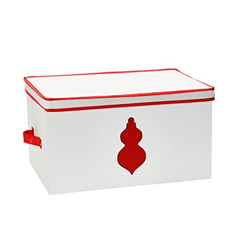 Household Essentials Ornament Storage Chest with 24 Pockets, Red - Image 2