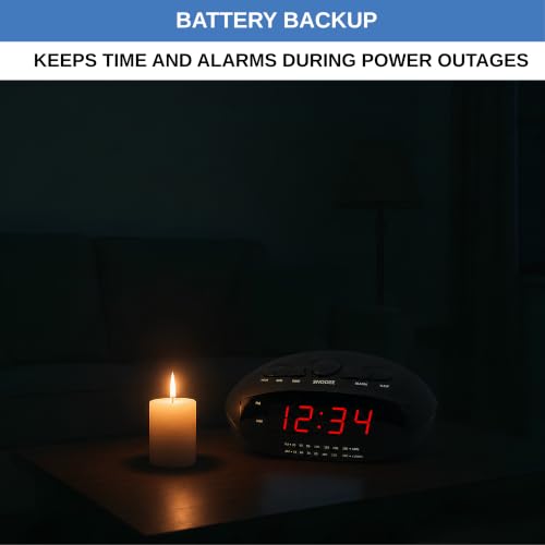 Digital Alarm Clock with Dual USB Ports | AM/FM Clock Radio - Image 7