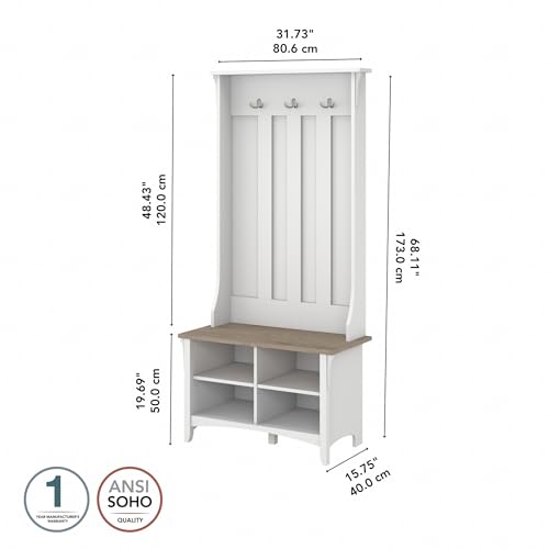 Bush Home Salinas Hall Tree with Shoe Storage Bench - Image 4