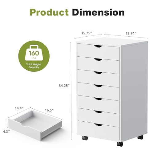 Sweetcrispy 7 Drawer Rolling Storage Cabinet with Wheels - Image 4