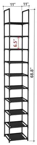 FIDUCIAL HOME 10 Tiers Vertical Shoe Rack 10 Pairs Skinny Shoe - Image 4