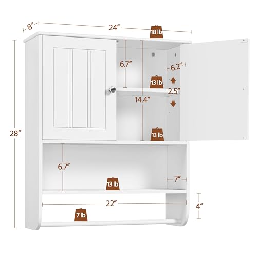 Yaheetech 24" Bathroom Wall Storage Cabinet Over Toilet - Image 4