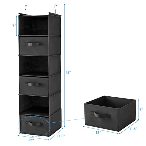 MAX Houser 6 Tier Foldable Hanging Closet Organizer with Hooks - Image 4