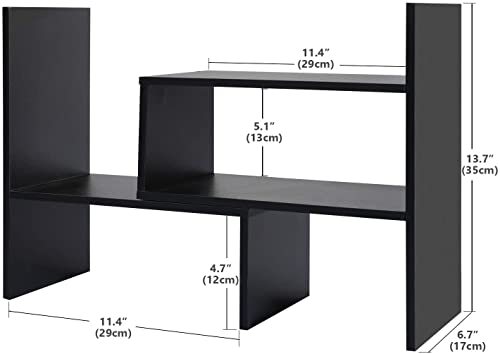 Sorfity Desktop Bookshelf Desk Storage Organizer Adjustable Wood - Image 3