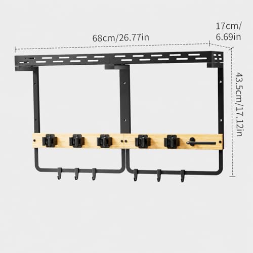 Broom and Mop Holder Wall Mount With Shelf and Vacuum Holder - Image 3