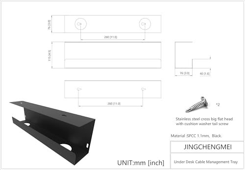 Under Desk 17 inch Wide Cable Management Tray - Image 7