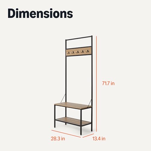 Amazon Basics Entry Bench with Hooks, Hall Tree with Shoe Storage - Image 4