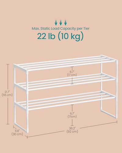SONGMICS Shoe Rack, 3-Tier Shoe Organizer, Metal Storage Shelf - Image 4