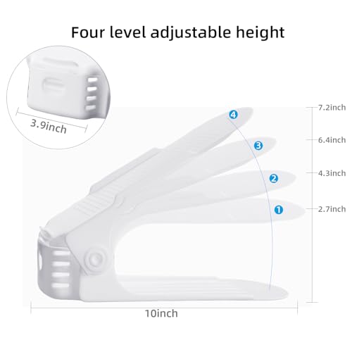 20 Pack Adjustable 50% Space-saving Shoe Slots Organizer, White - Image 5