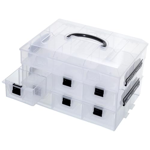 MyGift 11 Inch Clear Plastic Storage Box Container, Arts - Image 8