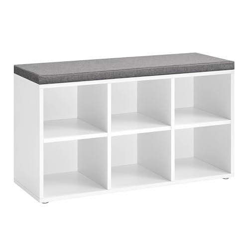 VASAGLE Shoe Bench with Cushion, 6 Compartments - Image 2