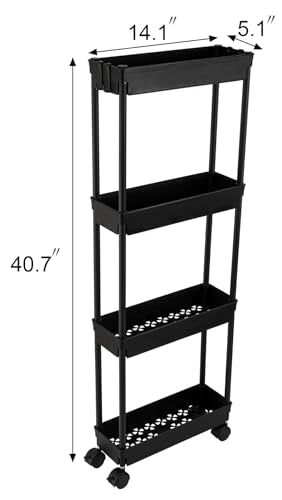 Sooyee 4 Tier Slim Storage Cart, Black - Image 5
