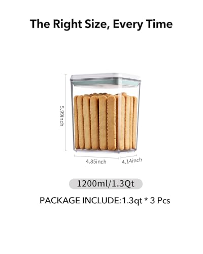 Airtight Food Storage with One-Touch Lid, (3 × 1.27 QT / - Image 3