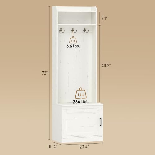 HOMCOM Narrow Hall Tree with Shoe Storage Bench Rustic - Image 3