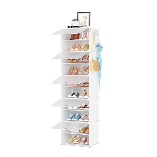 Shoe Rack 10 Tier Shoe Storage Cabinet with Door 20 Pair - Image 2