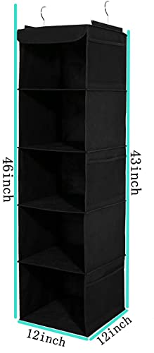2 Pack Hanging Closet Organizer, 5 Shelves Hanging Storage - Image 4