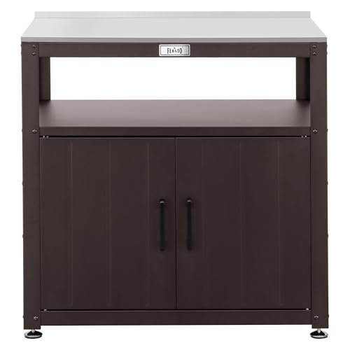 Feasto Metal Outdoor Potting Bench with Storage Cabinet - Image 2
