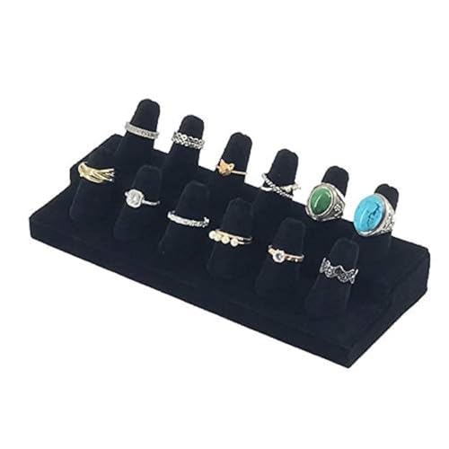 12 Finger Ring Display Stands, Black Velvet 2 Step R | All Products - Image 2
