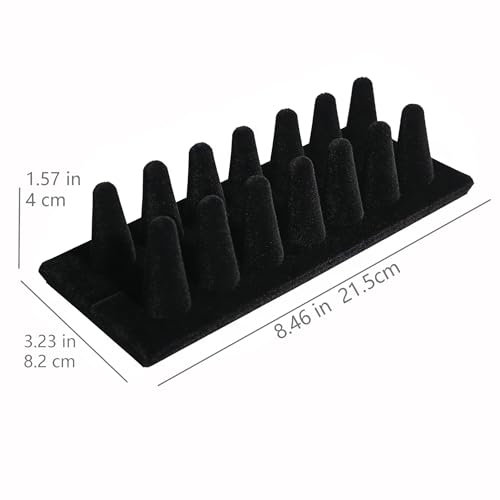 Ring Display, Black Velvet 12-Finger Ring Holder Stand - Image 7