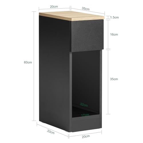SoBuy Narrow Nightstand with Drawer - Image 4
