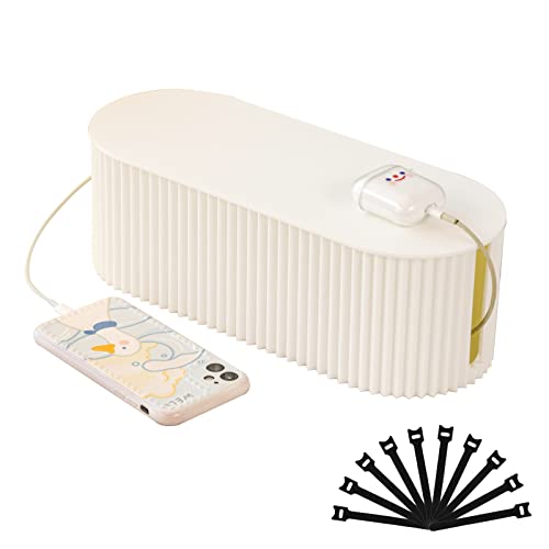 FABROK Cable Management Box, Plastic Cord Hider Box, Small, White - Image 2