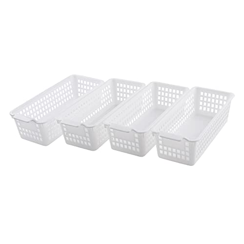 Saedy 4-Pack Slim Storage Basket, Plastic Organized Baskets - Image 8
