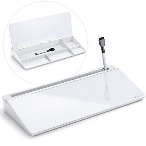 Varhomax Glass Desk Whiteboard with Storage, Desktop Organizer - Image 2