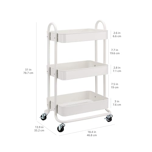 Amazon Basics 3-Tier Rolling Utility Cart, Storage Organizer - Image 6