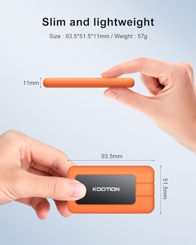 KOOTION 512GB Portable SSD USB 3.2 External SSD USB-C Up - Image 4