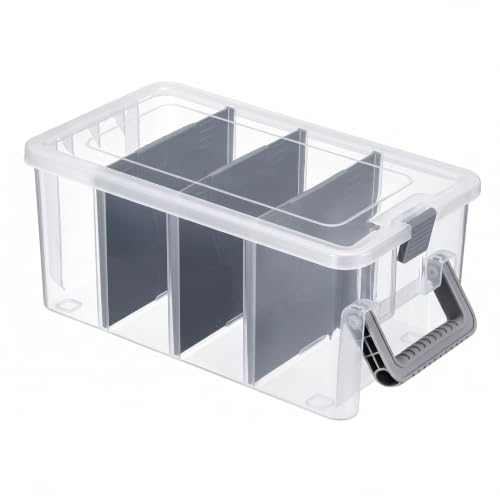 BTSKY Clear Plastic Dividing Storage Box with 4 Deep Compartment - Image 2