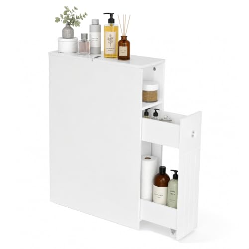 VECELO Slim Bathroom Storage Cabinet, Small Narrow Storage - Image 8