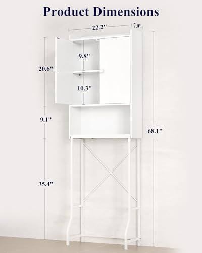 Kitsure 68.1"H Over Toilet Storage Cabinet, Magnetic Door - Image 3