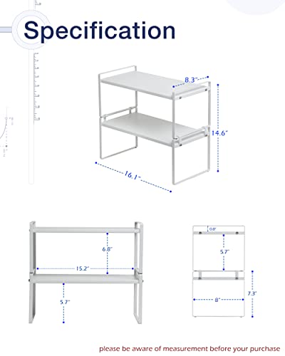 Nxconsu Stackable Cabinet Shelf Organizer 2 Pack, Standard White - Image 4