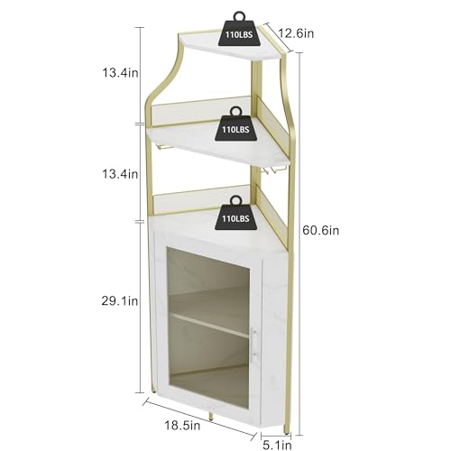 Jojoka 5-Tier Corner Bar Cabinet with Wine Rack & Glass Holder - Image 3