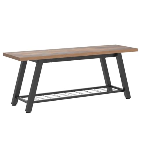 Oastreeful Storage Bench Industrial Rustic Wooden and Metal - Image 6