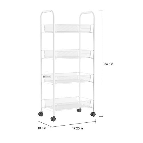 Lavish Home 4-Tiered Narrow Rolling Storage Shelves - Mobile - Image 4