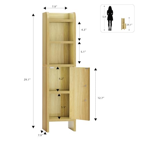 Small Bathroom Storage Corner Floor Cabinet Narrow Toilet - Image 3