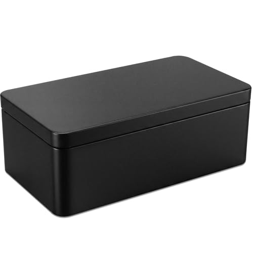 Hotop Black Metal Tin Box with Lid, 7 x 3.8 x 2.5 Inch - Image 2